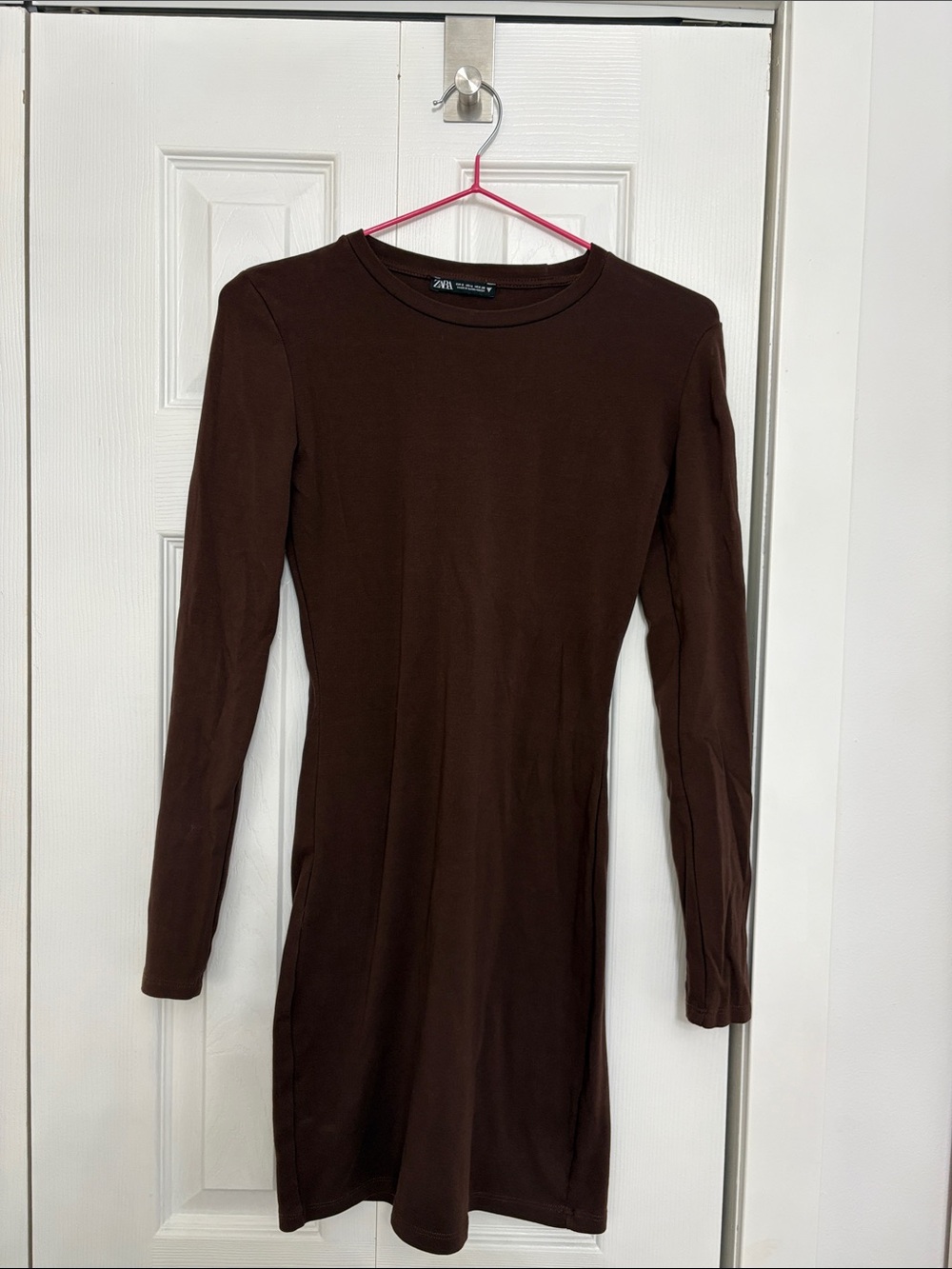 Zara Long Sleeve Chocolate Brown Bodycon Dress